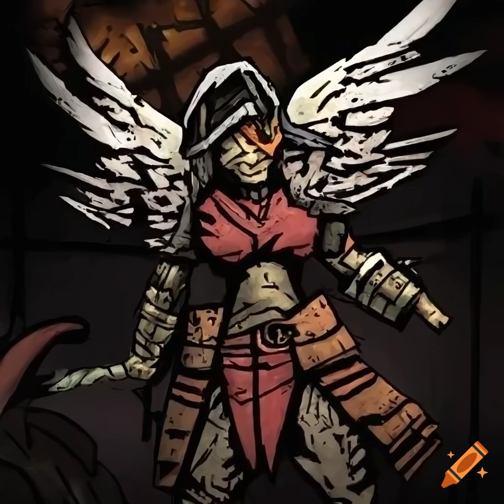 Dark angel warrior in a stylized epic setting