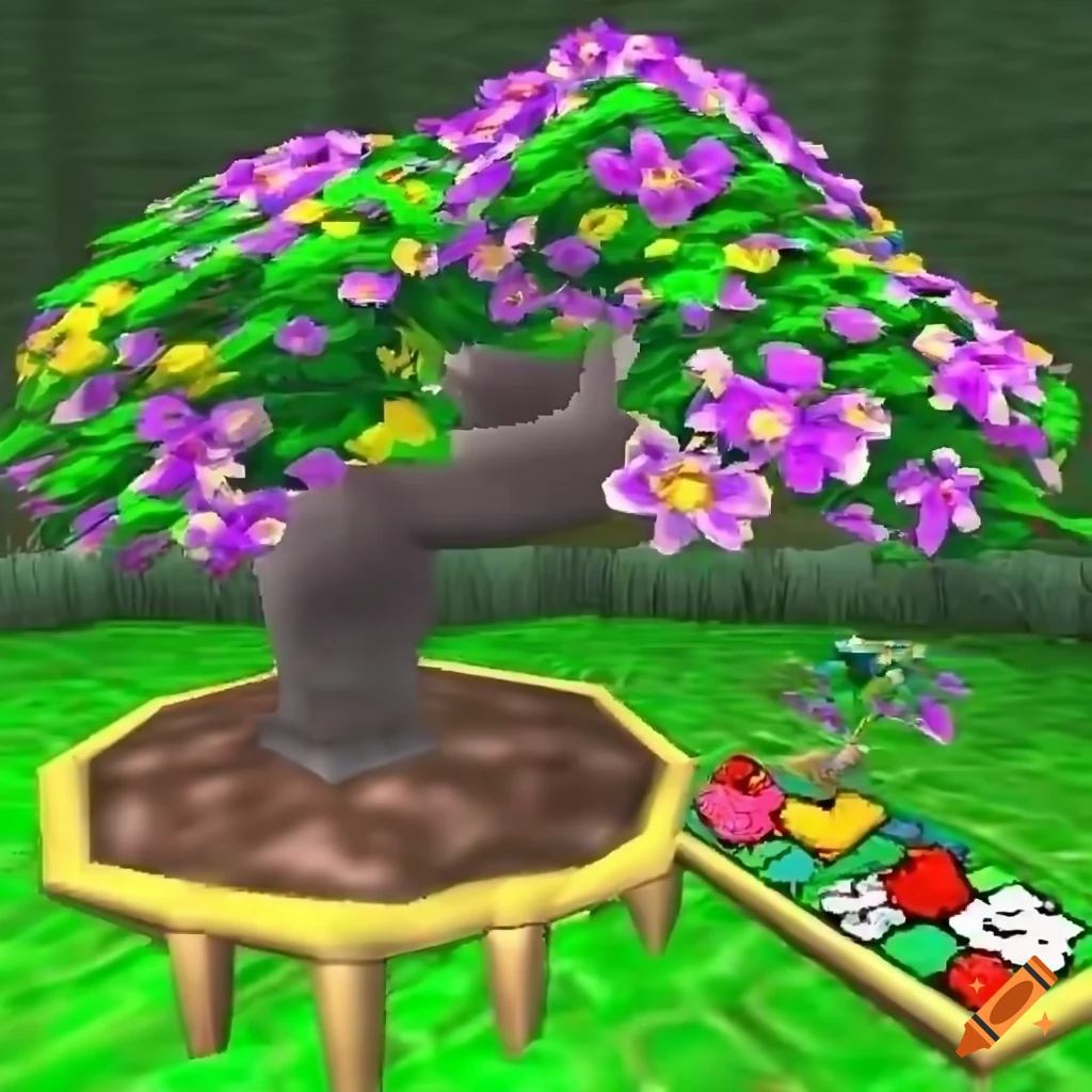 Giant flower bonsai in N64 style