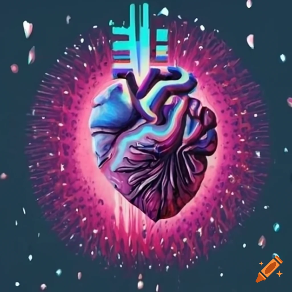 Glitch heart stellar fist geode brutal ink fresco