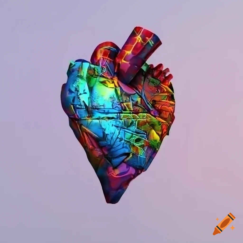 Cubist graffiti stellar heart fist in 3D render