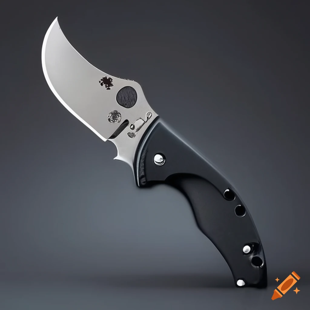 Spyderco jackknife on a futuristic steel table with a Japanese style