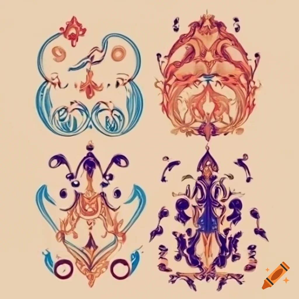 Medieval style decorative elements on a white background in high resolution
