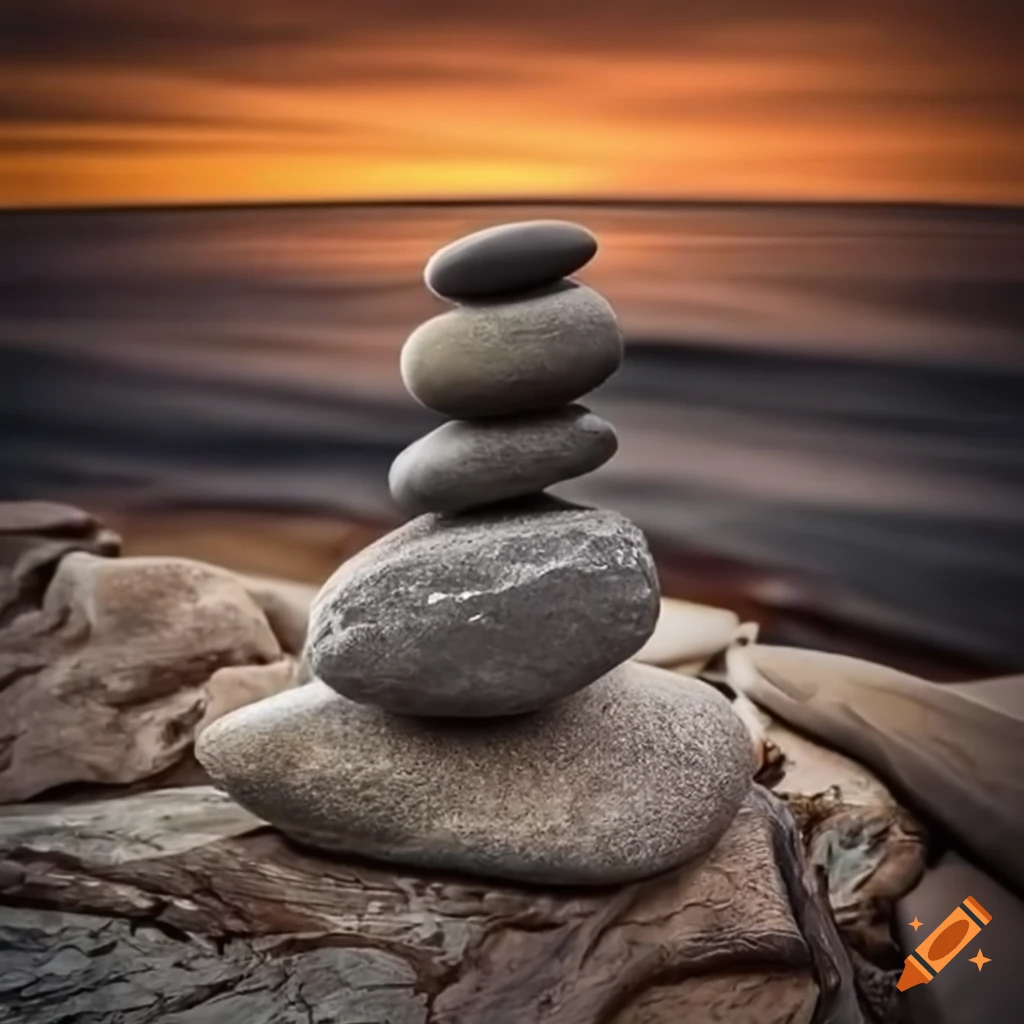 Balancing rocks in a serene outdoor setting