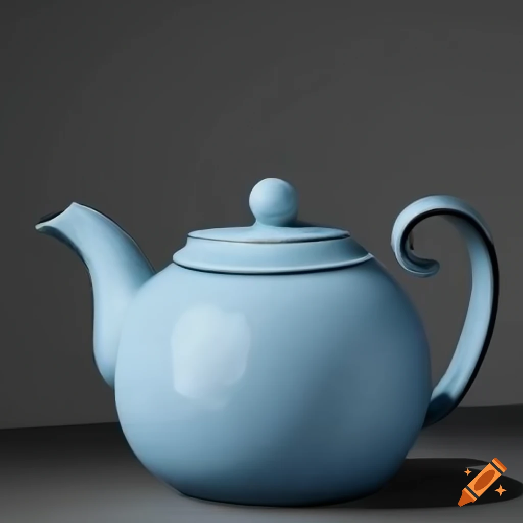 Pale blue photorealistic teapot
