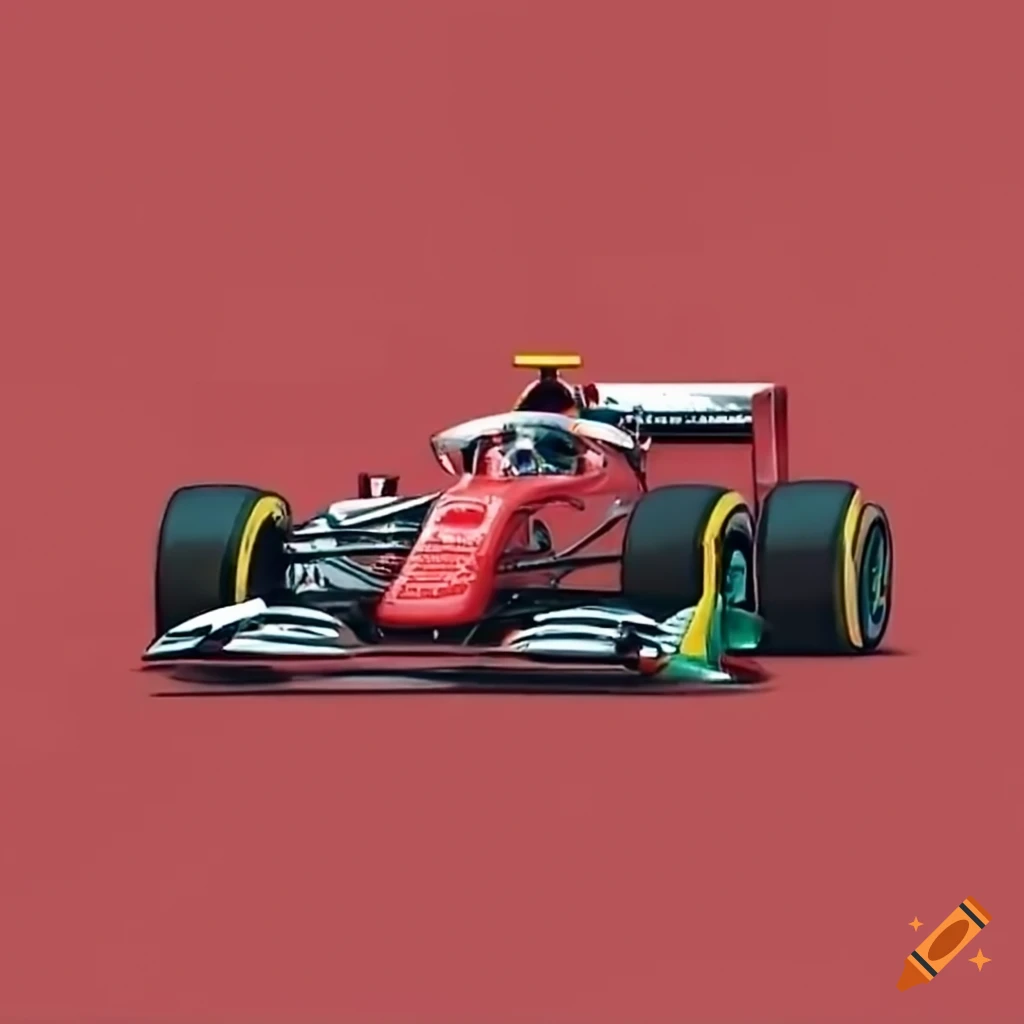 Red Formula 1 car speeding on the iconic Interlagos circuit on Craiyon