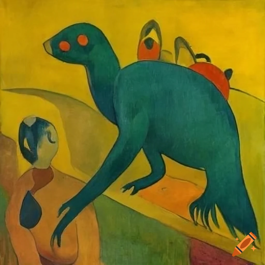 Artwork featuring elements of Victor Brauner and Gauguin inspired design with a touch of Cordiceps