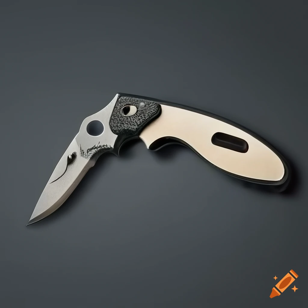 Spyderco jackknife on dark glass steel table with futuristic Japan style