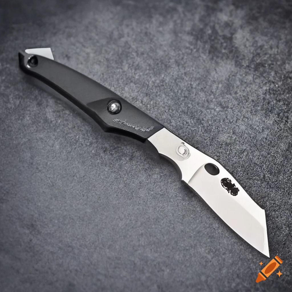Spyderco scalpel with grip on futuristic Japan-style steel table