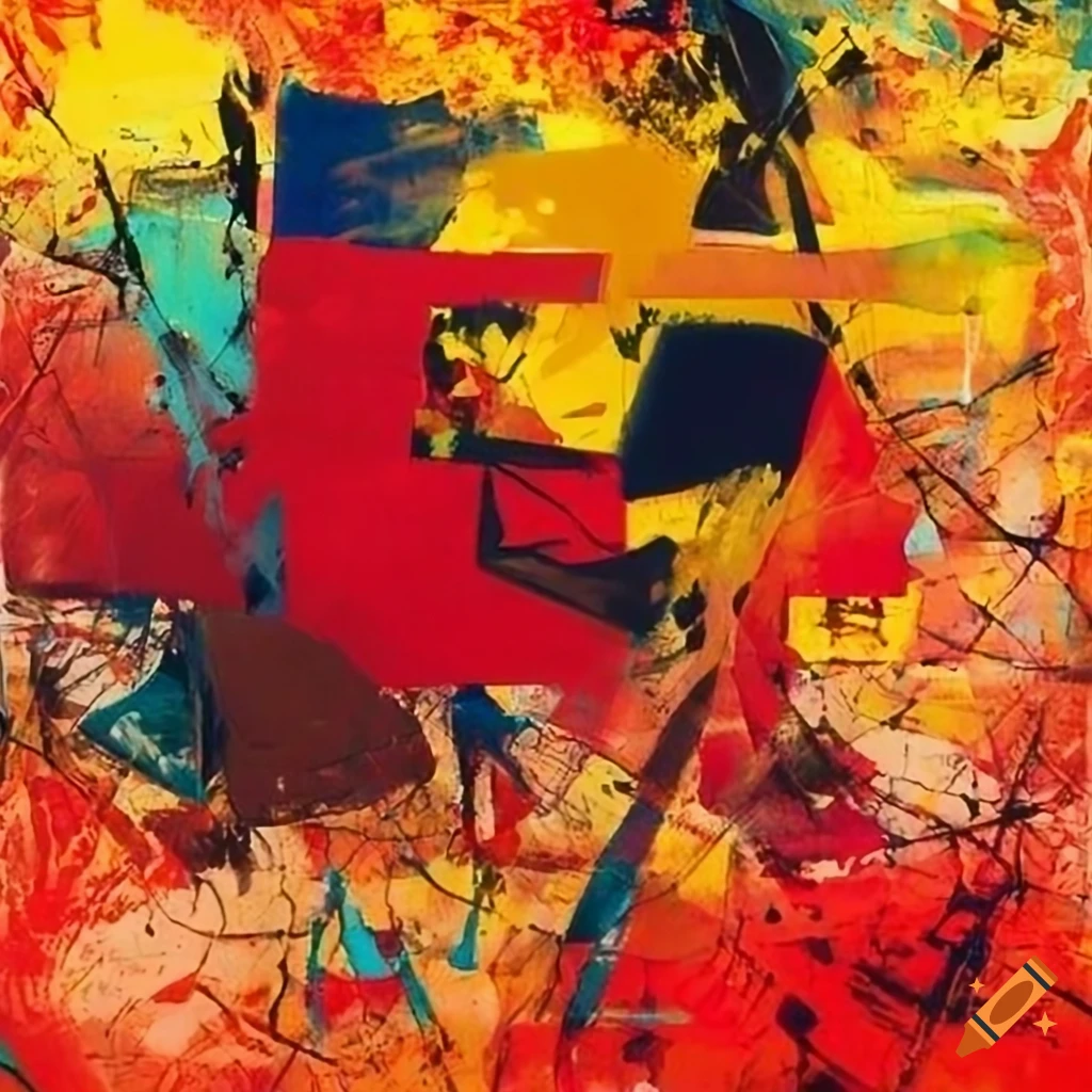 Abstract painting with chaotic yet balanced composition influenced by ...