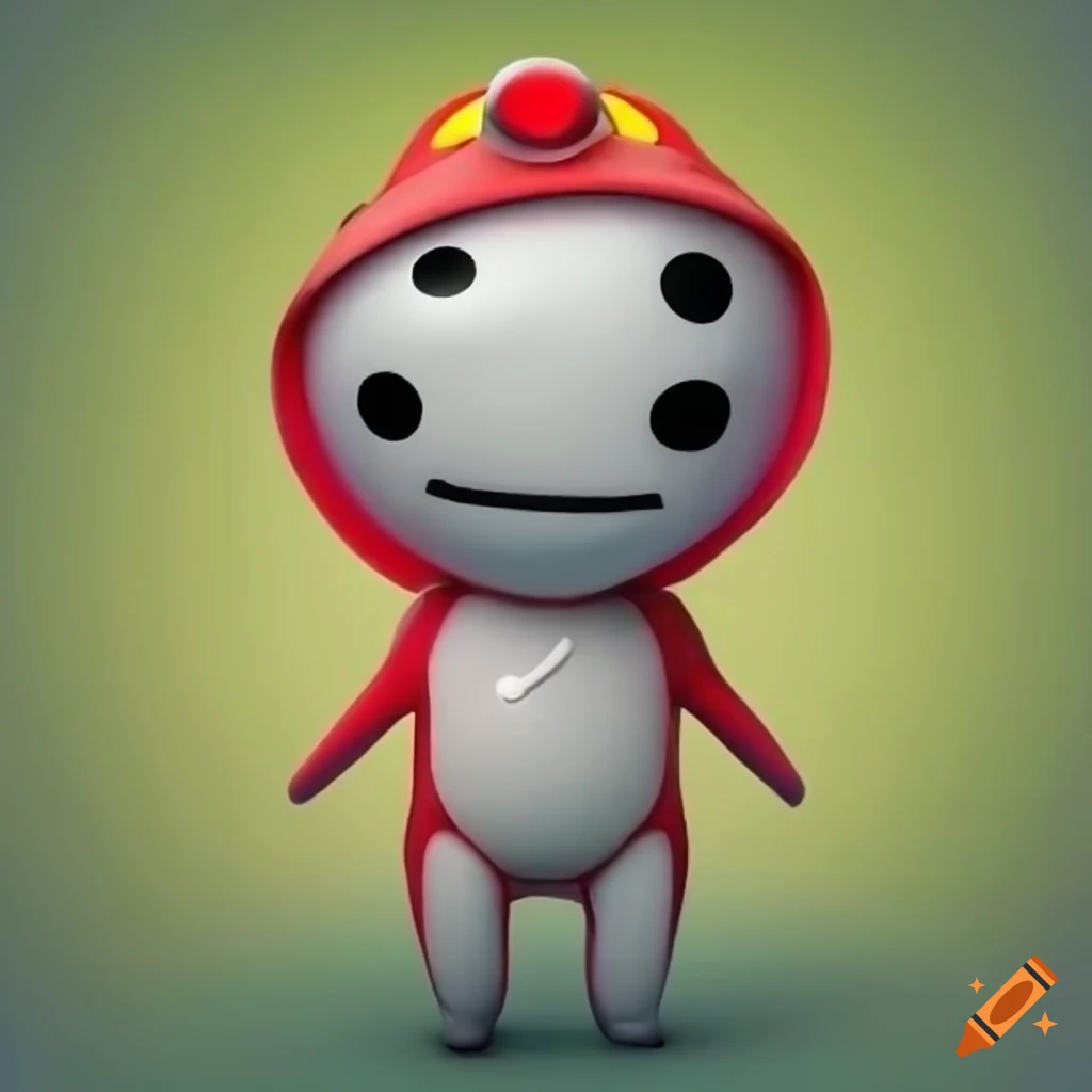 Kodama Pikmin inspired 3D render of a firefighter