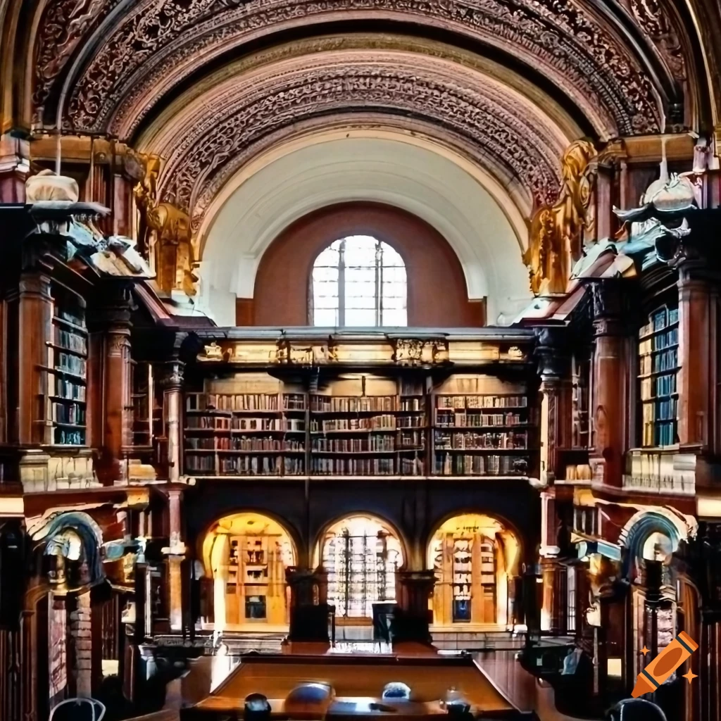 London Library at Royal University with dark brown colors