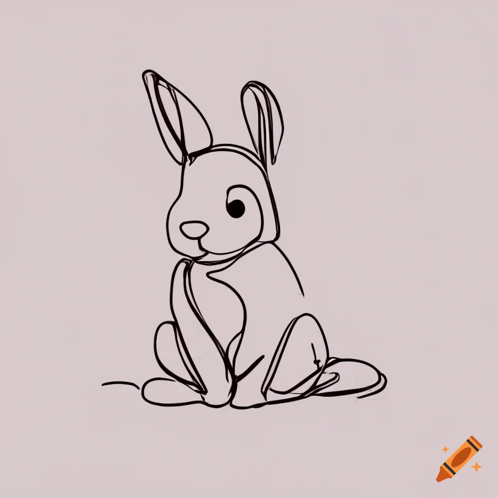 Continuous line drawing of a sitting bunny