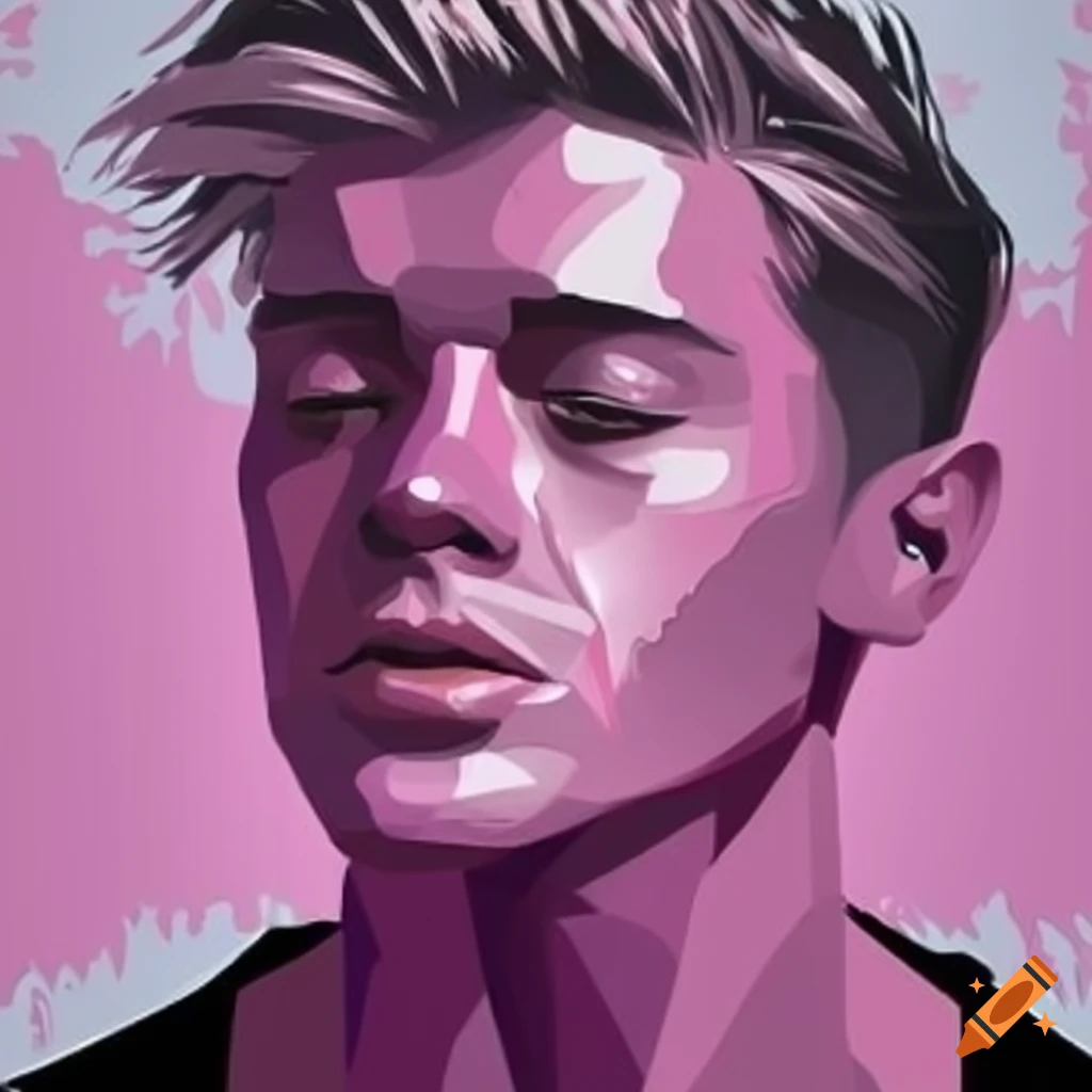Blond man avatar in pink colors