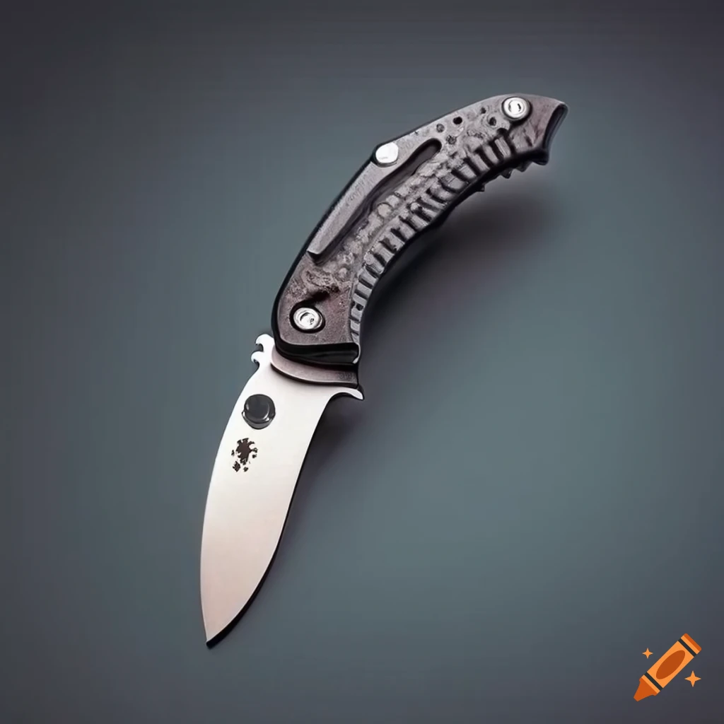 Spyderco jackknife with unique grip on a futuristic steel table