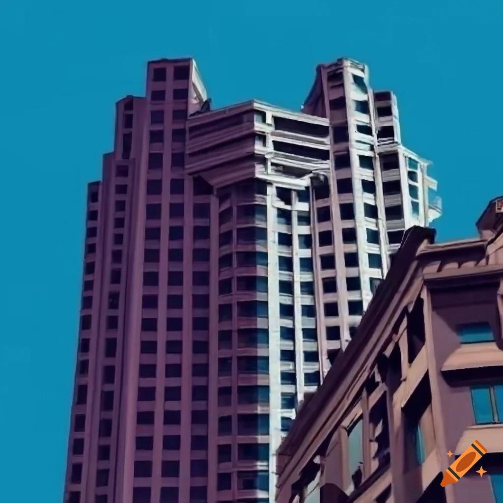 GTA Vice City architecture on a sunny day under a blue sky