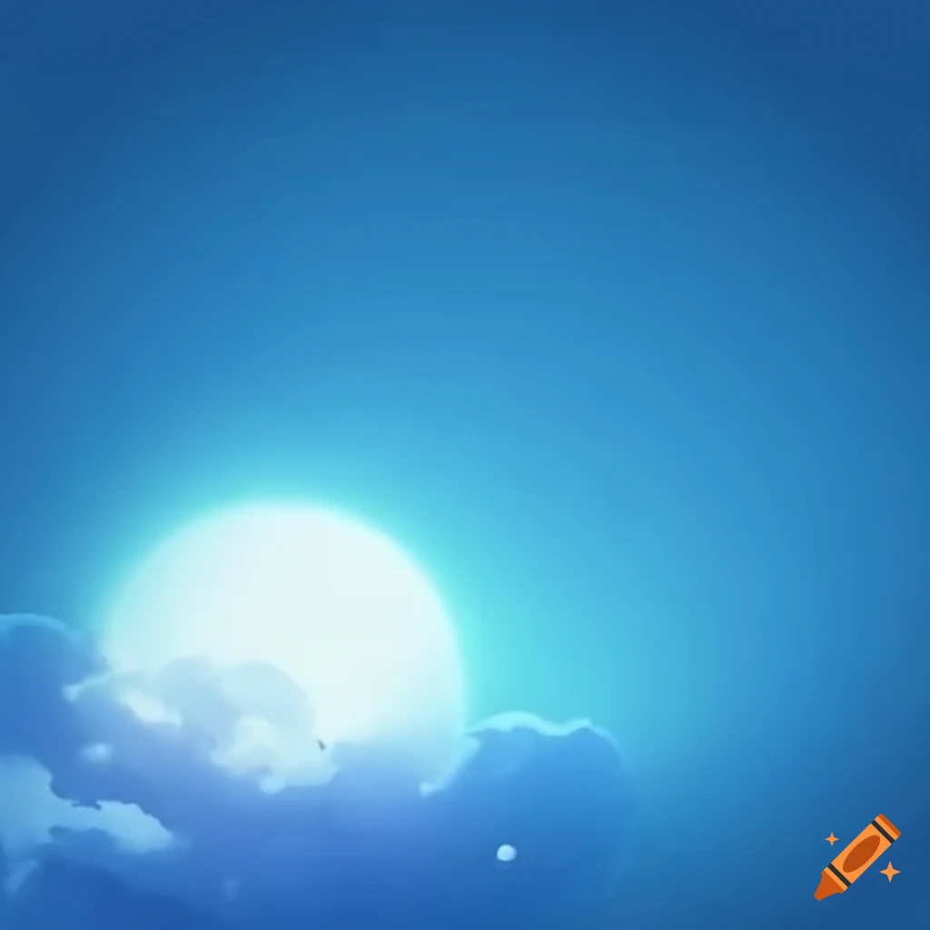 Anime blue sky with bright sun