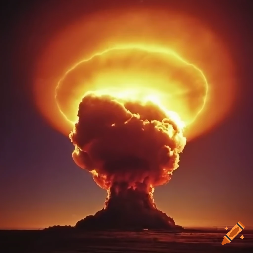 Nuclear explosion from high altitude during sunset