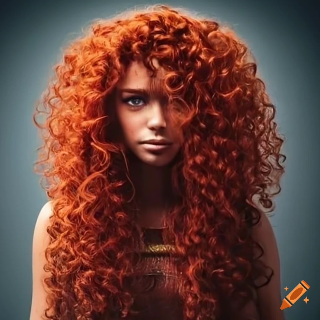 Brazilian person with big curly red hair in the jungle on Craiyon