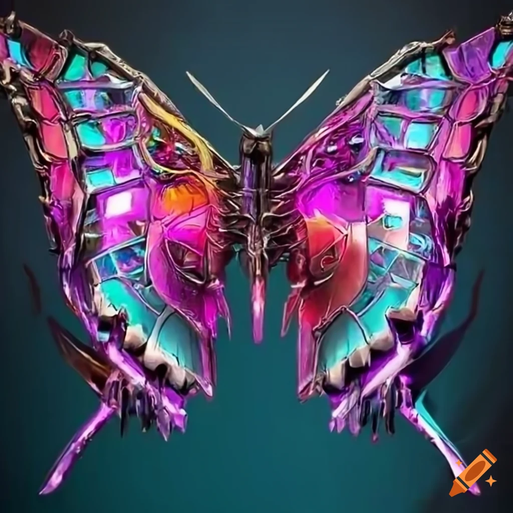 Metallic cyberpunk papillon