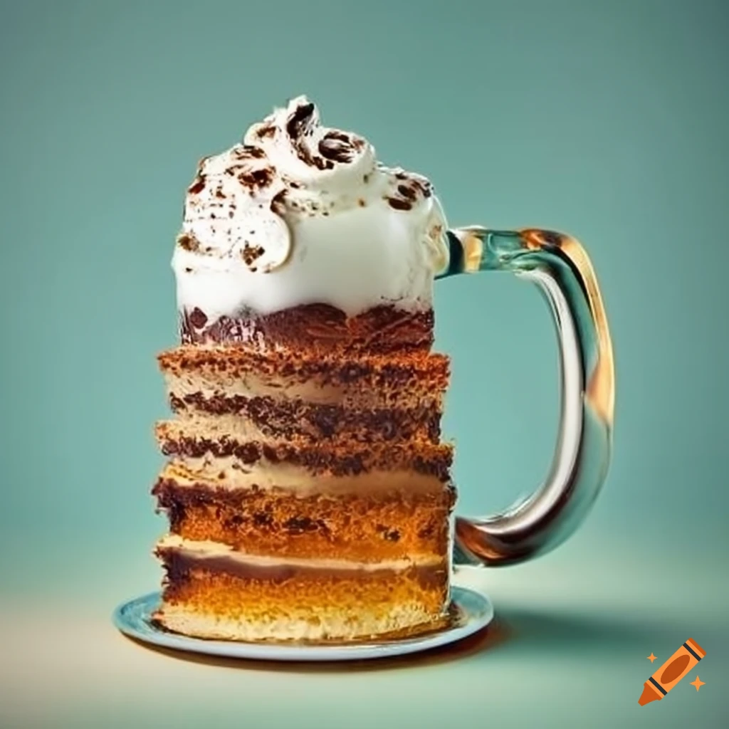 Tankard of ale next to a cake