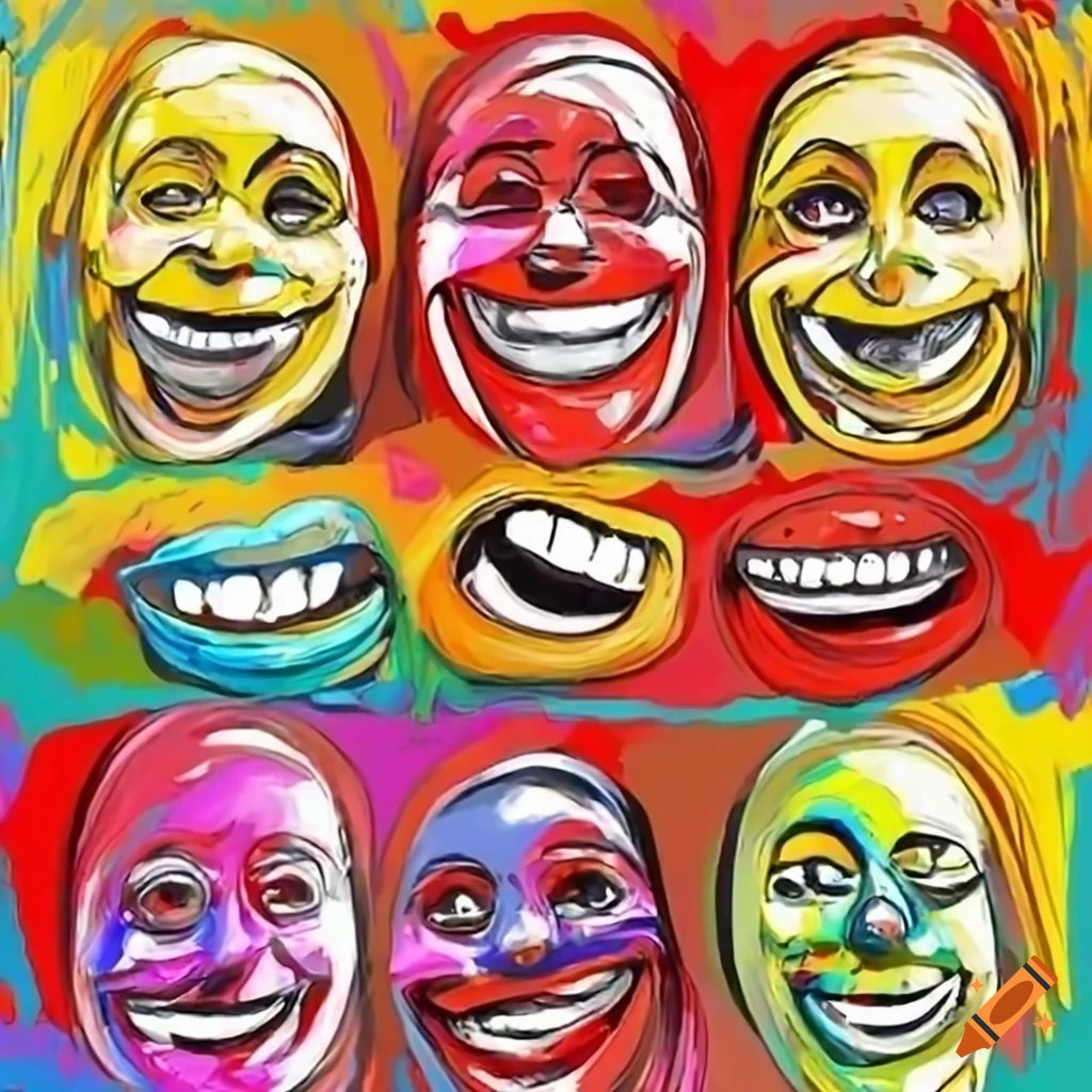 Red and yellow smiling mouths conversing