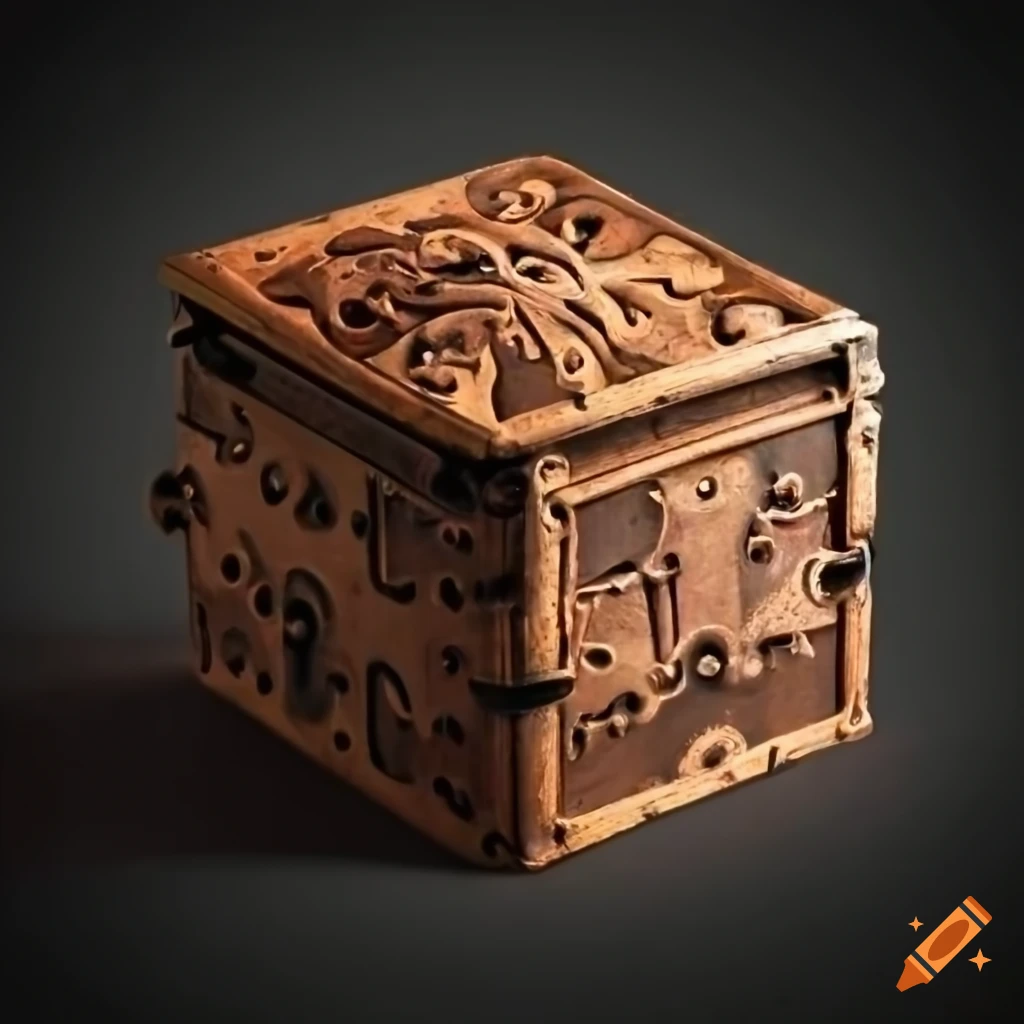 Intricate old puzzle box without any holes