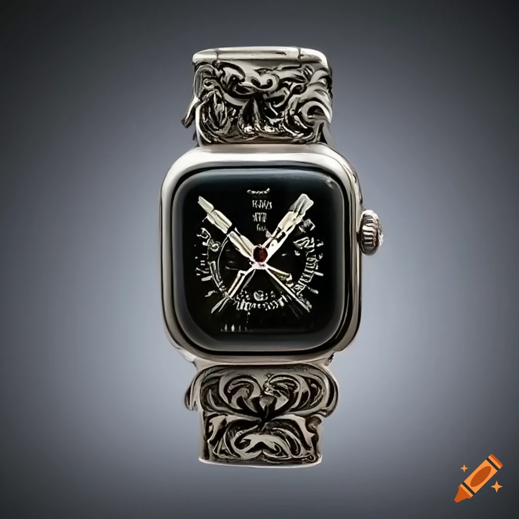 Antique Masonic engraved silver apple watch