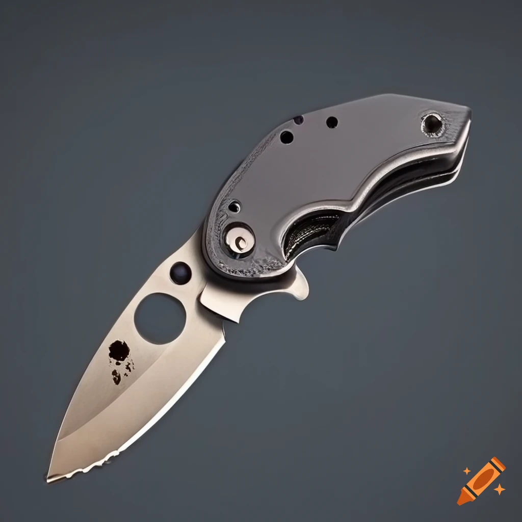 Spyderco jackknife with unique grip on a futuristic steel table