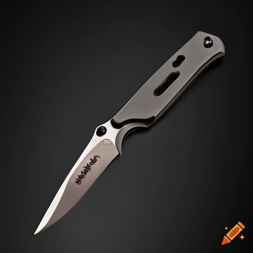 Spyderco scalpel with grip on dark glass steel table with futuristic Japan style