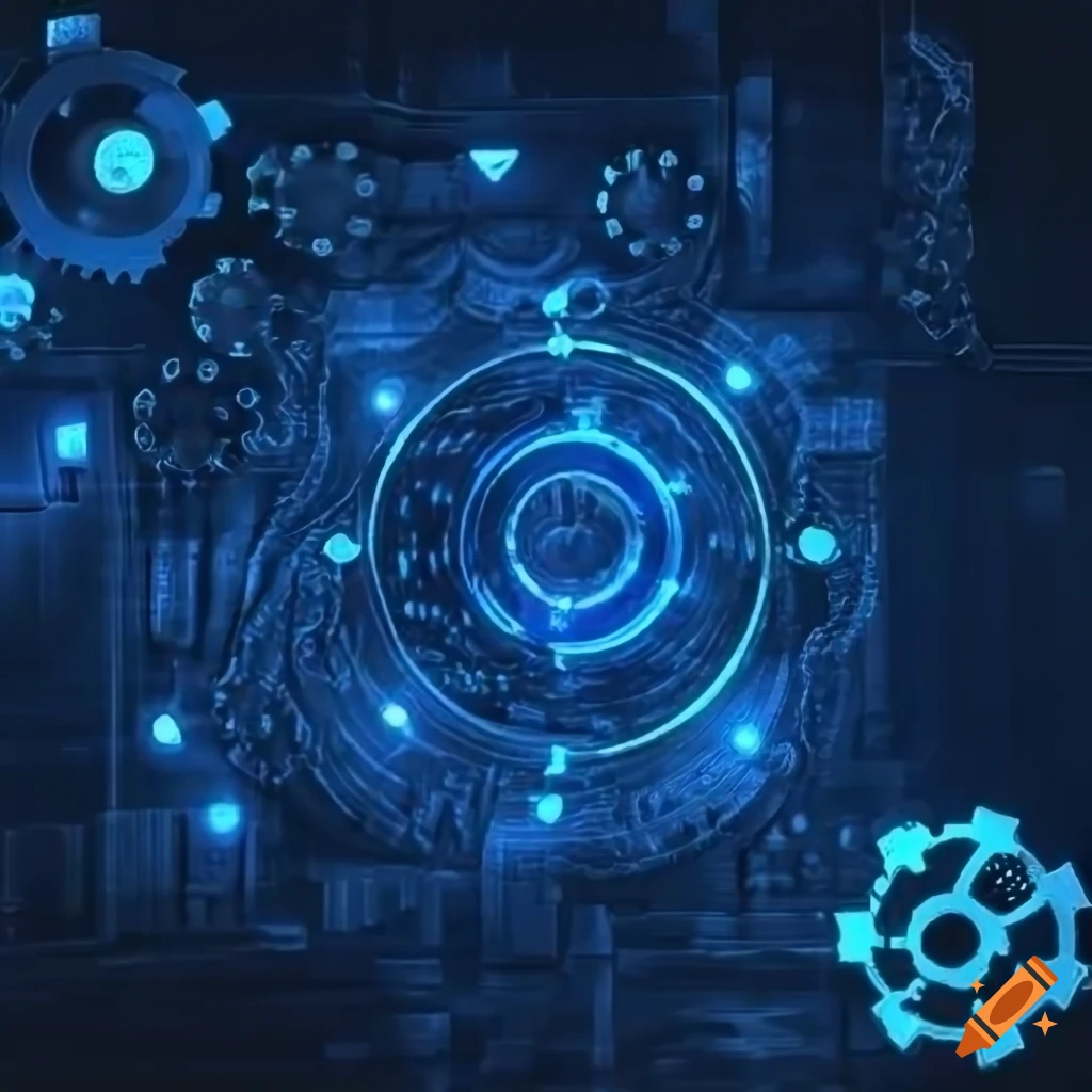 Gears representing microservices on dark blue background with 3D effect