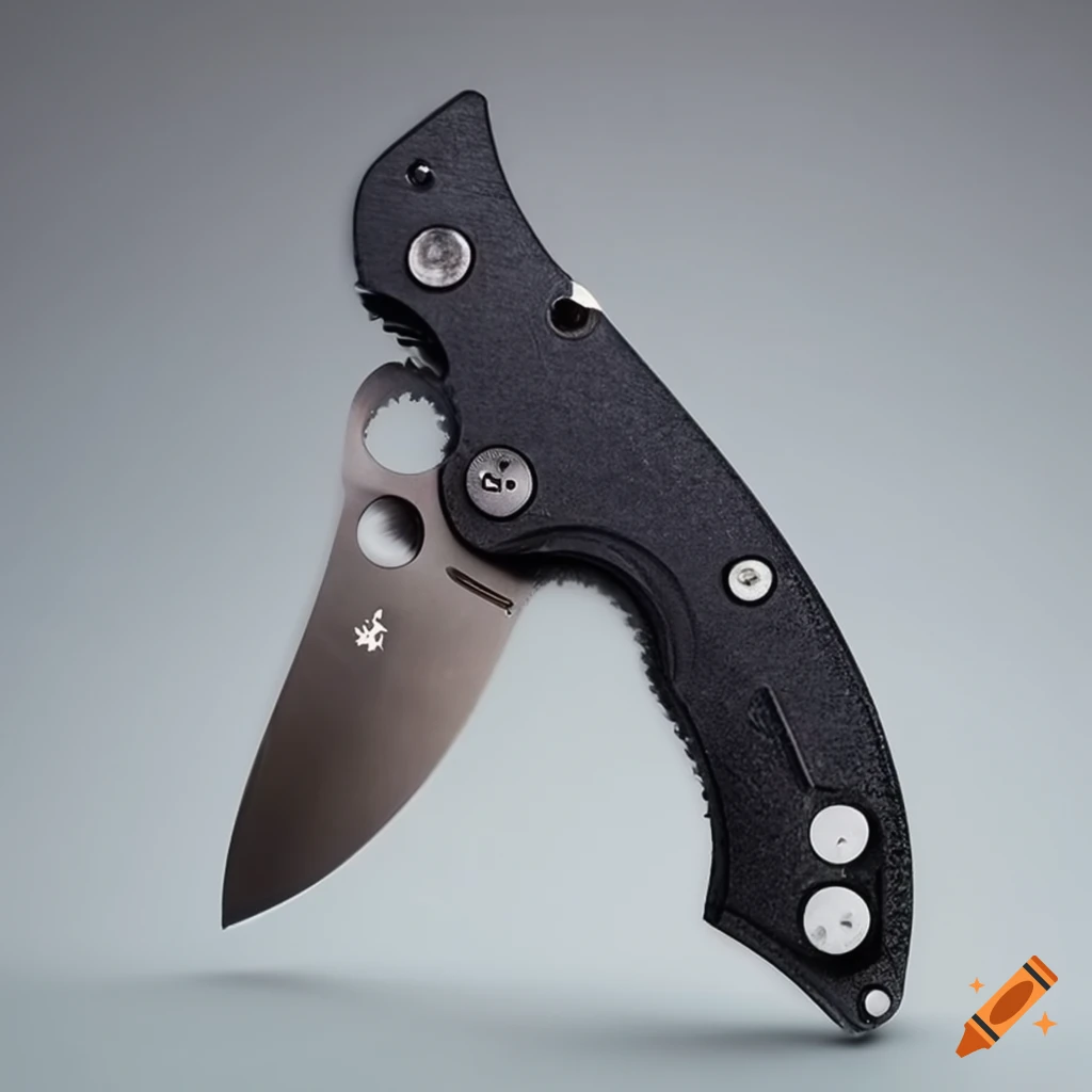 Spyderco jackknife with grip on futuristic Japanese-style steel table