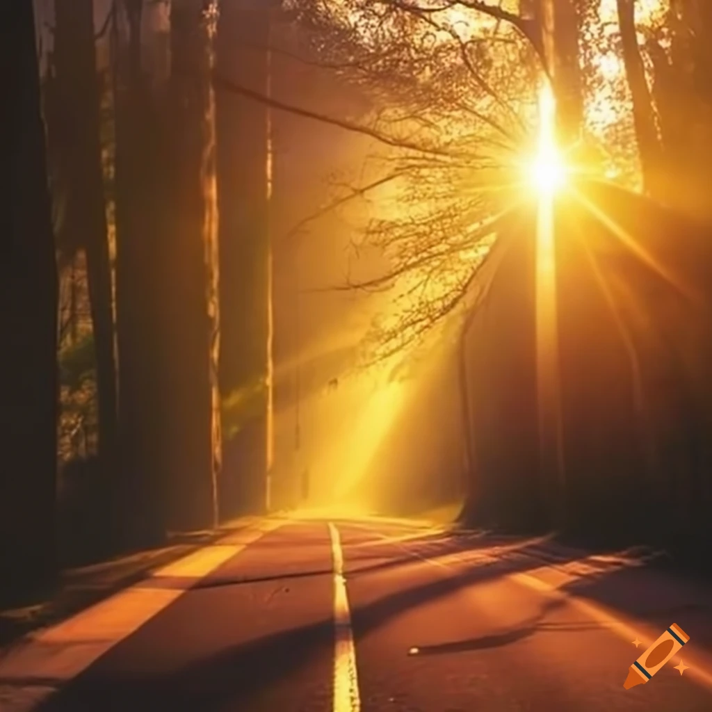 Road with morning sunlight