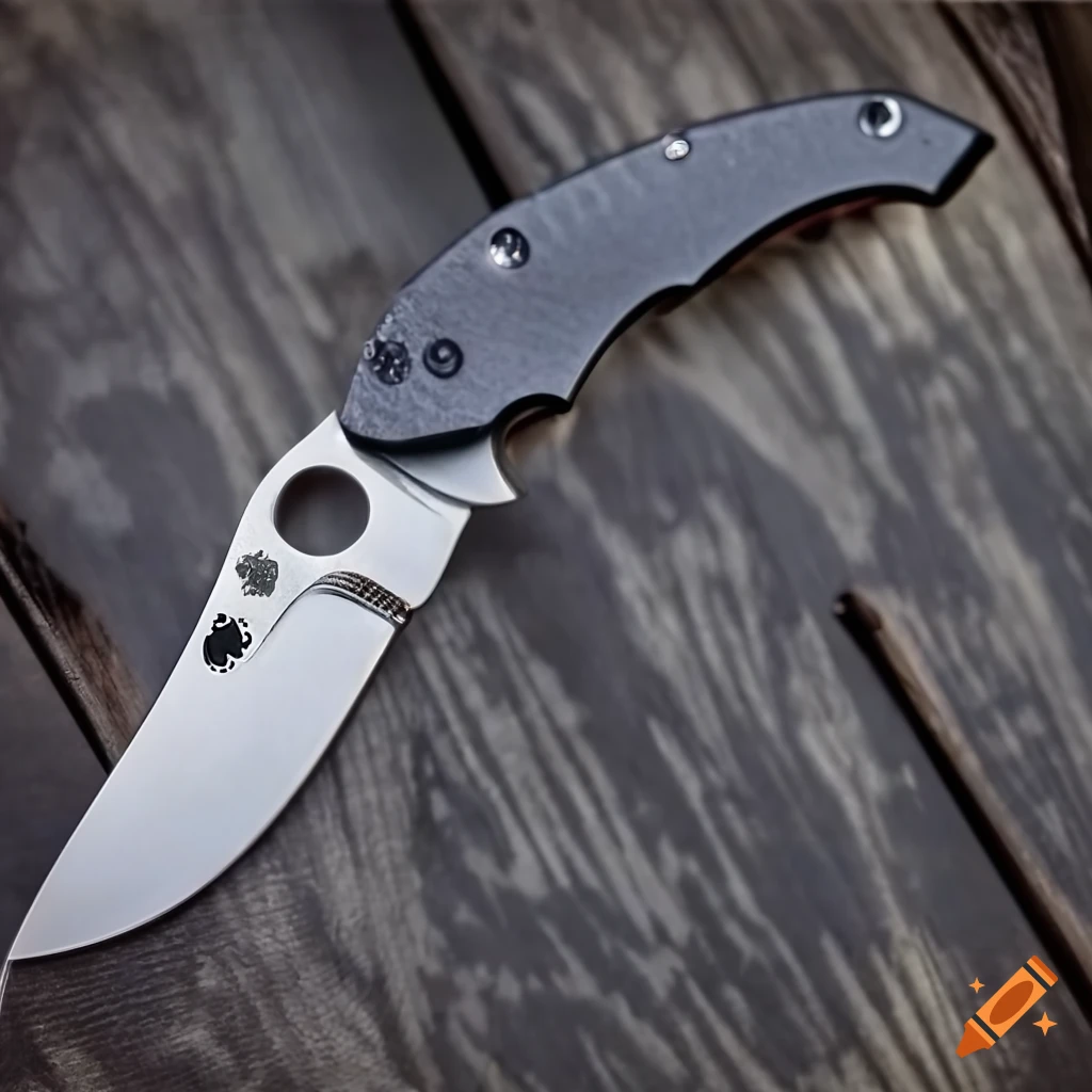 Spyderco jackknife on futuristic Japanese-style dark glass steel table