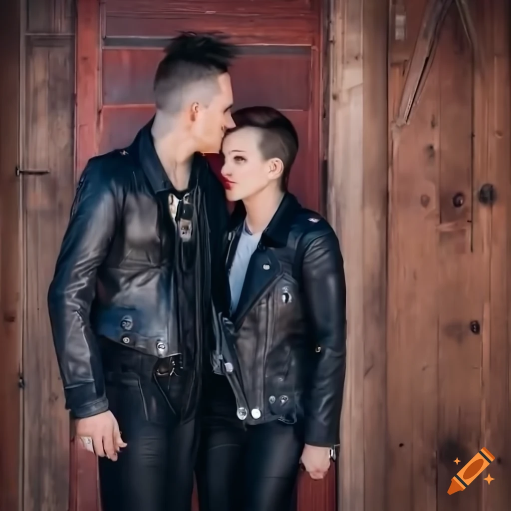 English punk rocker couple women with mohawk hairstyles