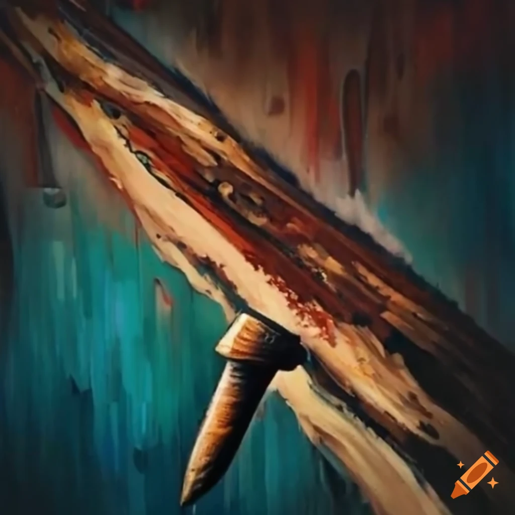 Rotten wooden nail in cottage wall