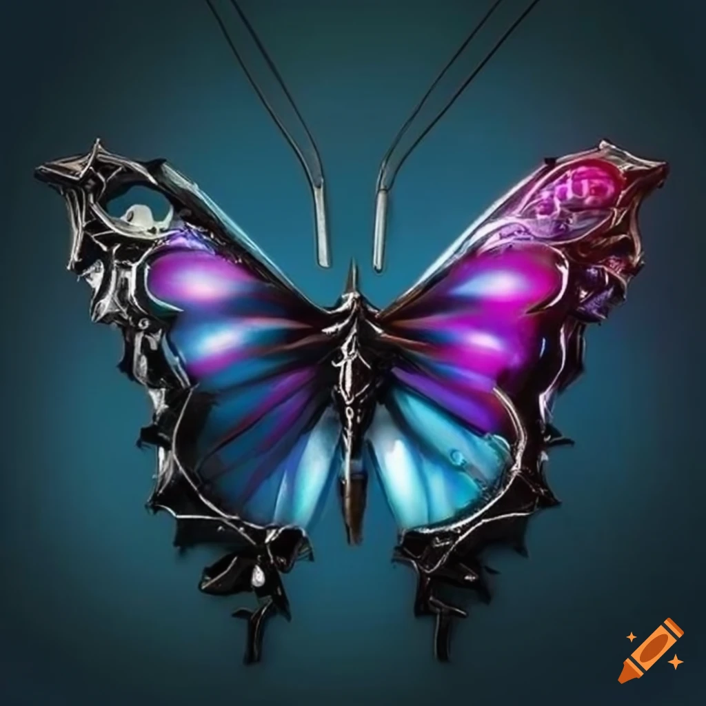Metallic cyberpunk papillon