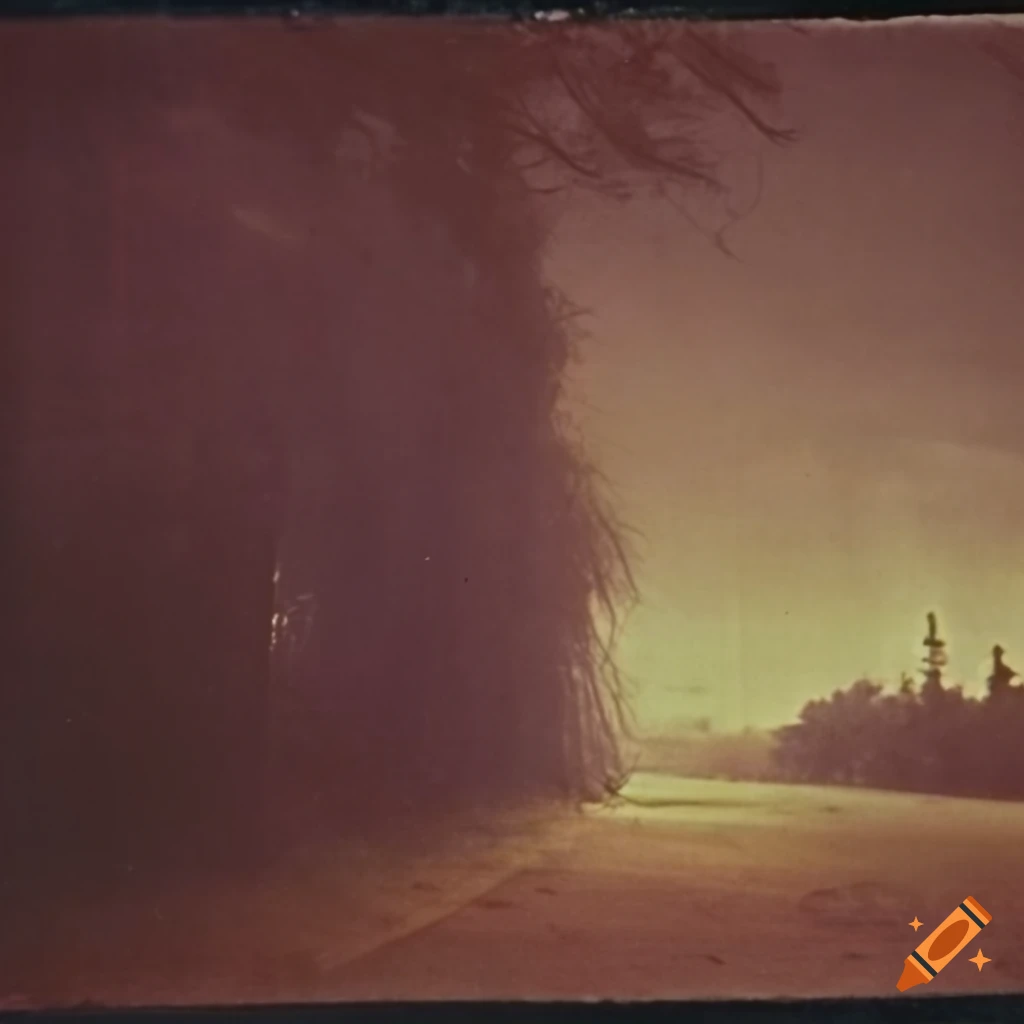 Vintage autochrome film with impressionistic style in evening darkness