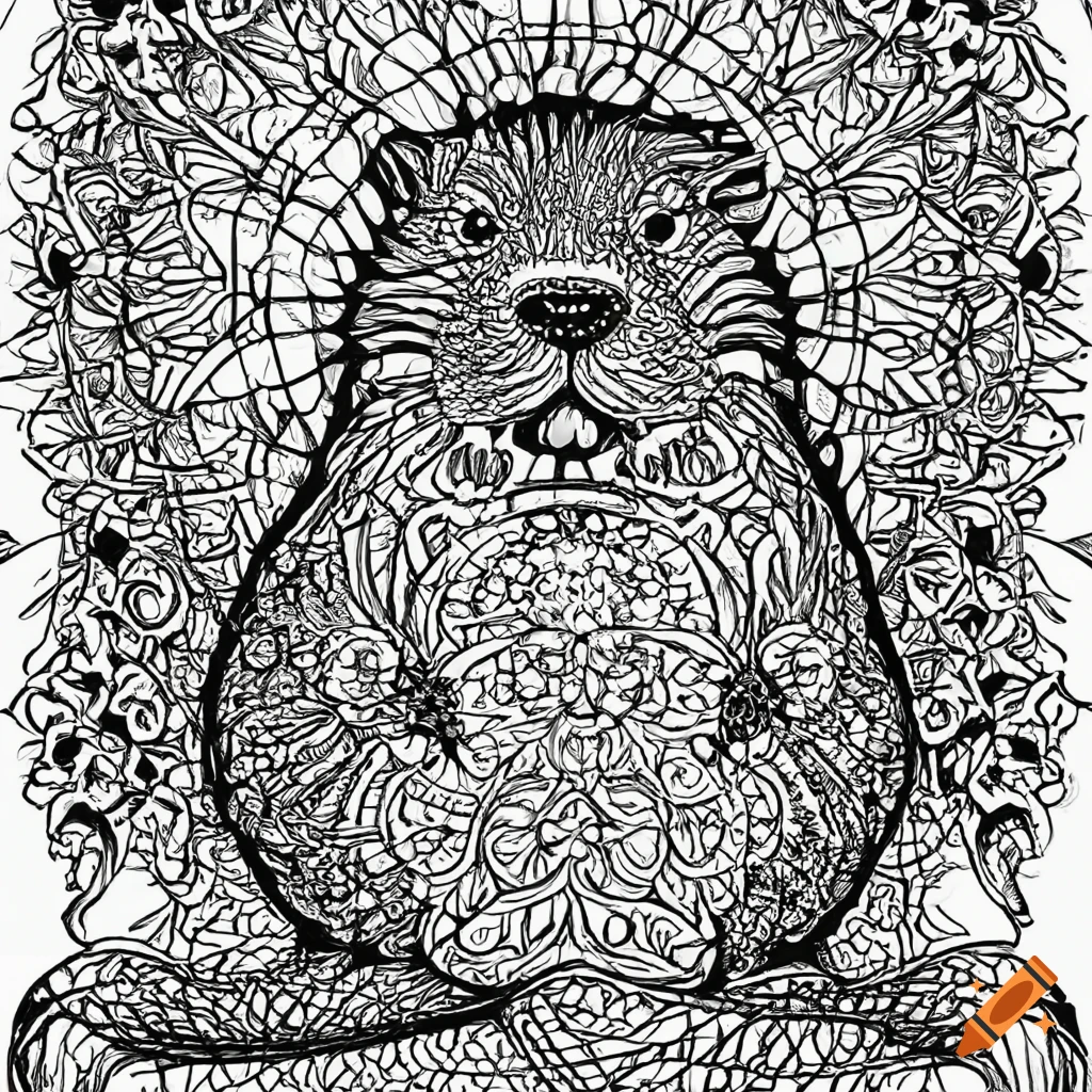 Mandala design with nutria animal on a white background