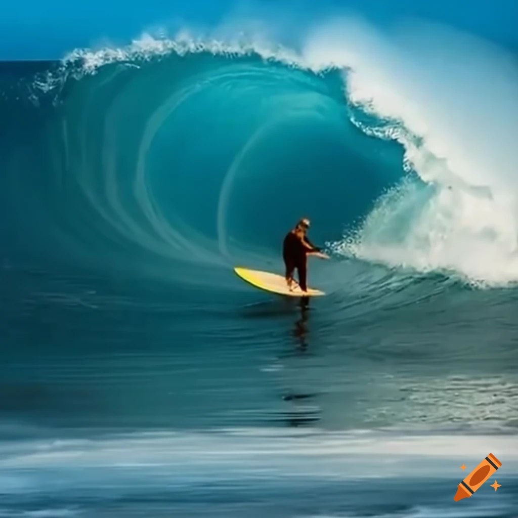 Surfer riding a wave with "django" in the background
