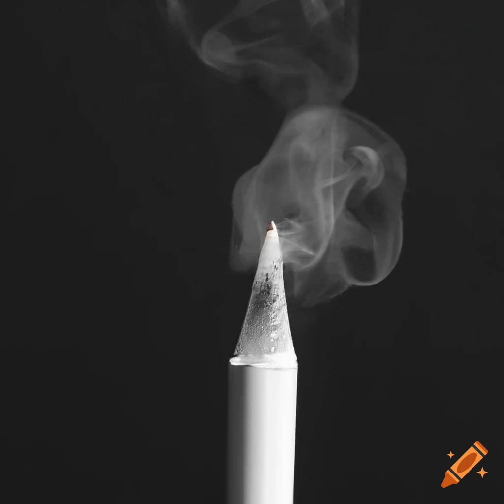 Creative concept with smoke rising from pencil and paper in a dark room