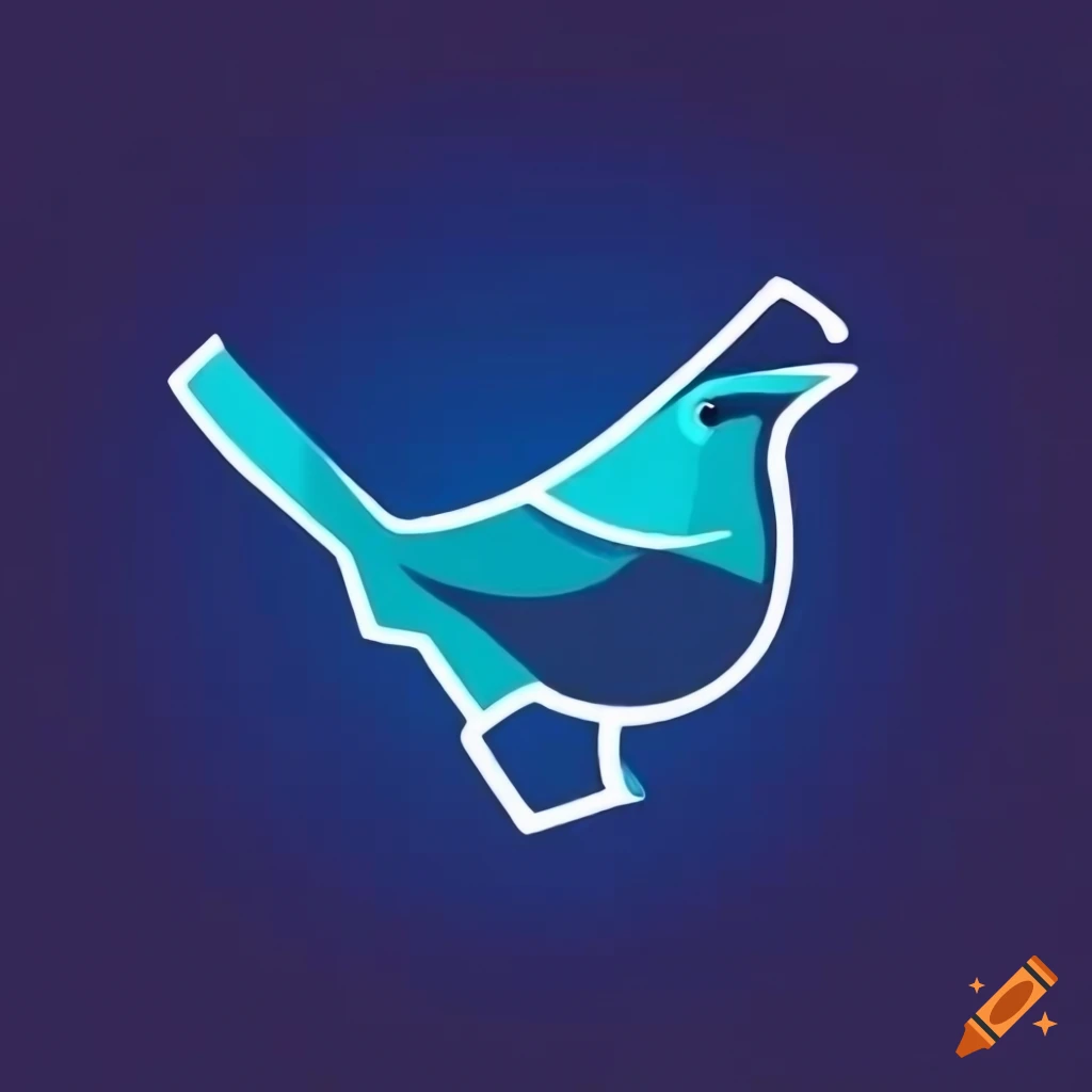 Indigo Blue Wren Bird Head in a football logo style