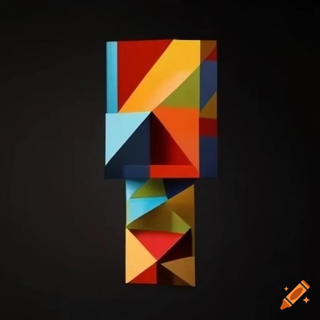 Cubist artwork with dynamic geometric shapes