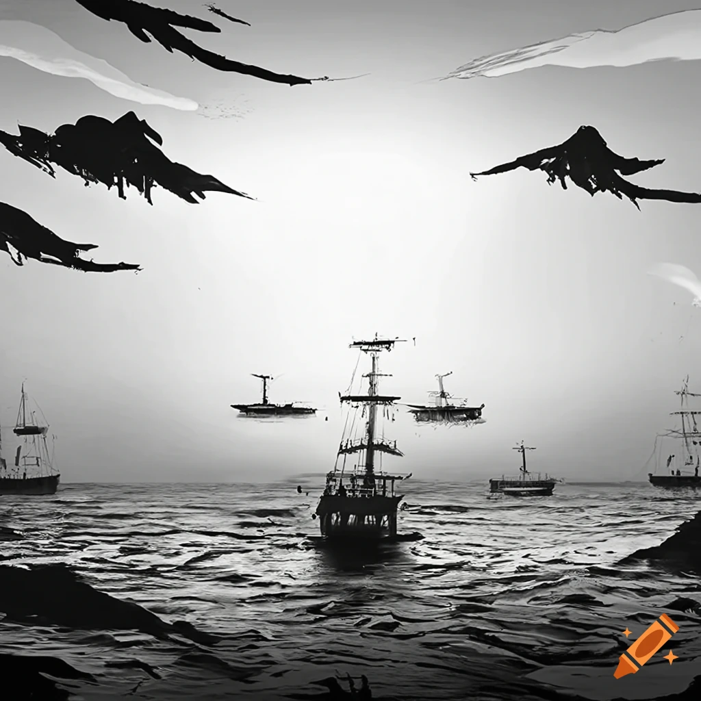 Serene harbor with ships anchored under clear skies