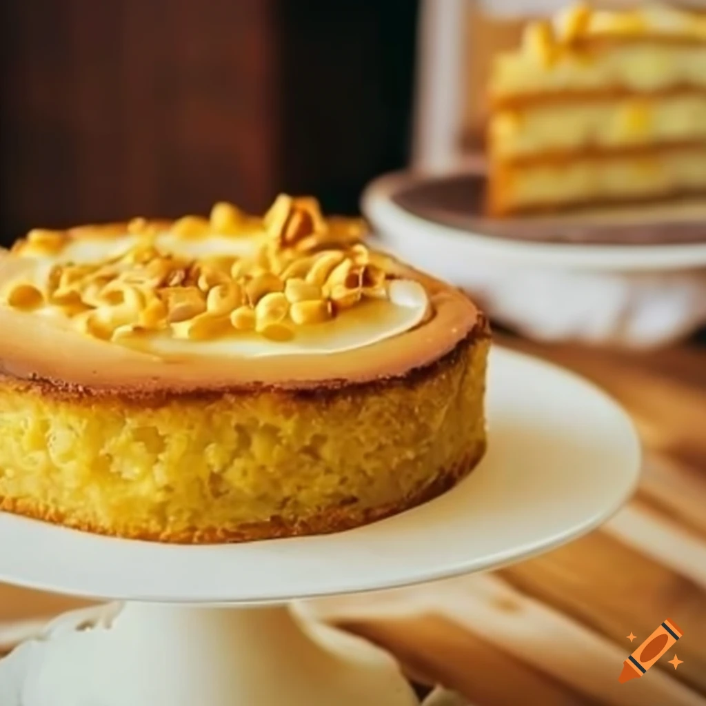Warm golden corn cake topped with delicious cream
