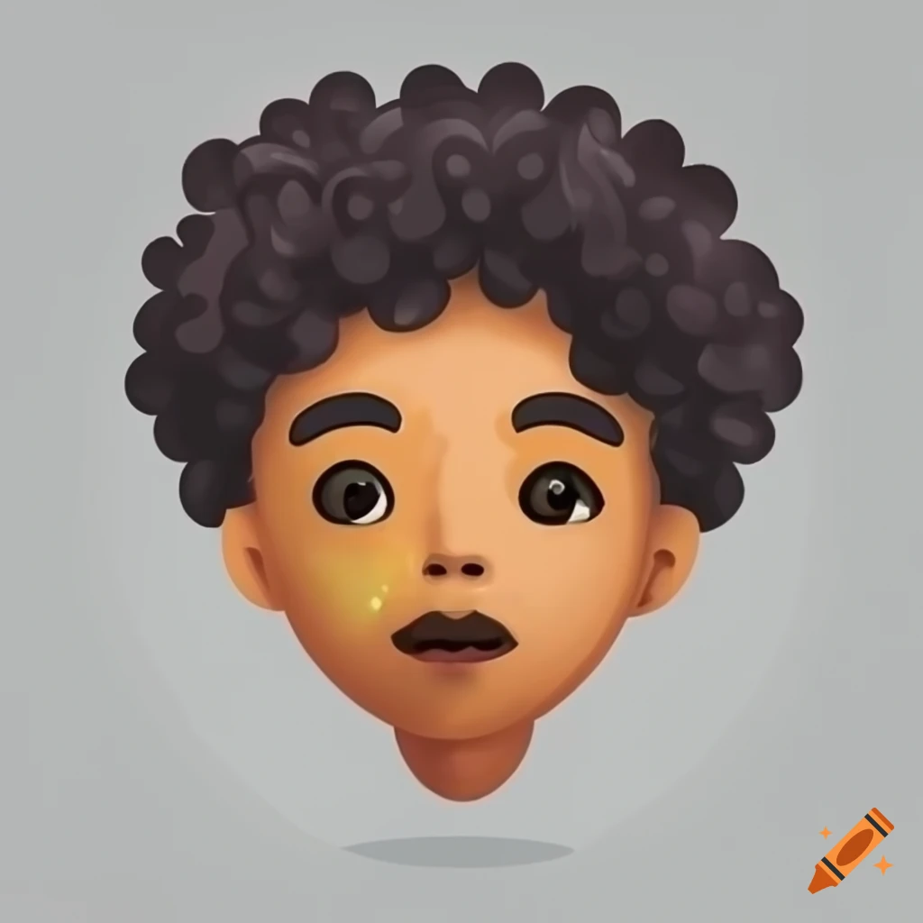 Emoji depicting a black and Mexican boy with curly hair