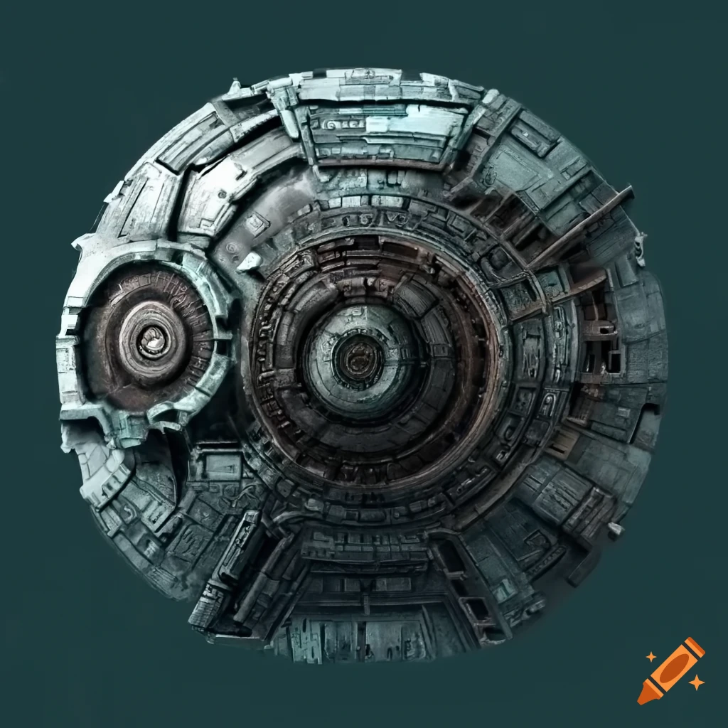 Intricate borg cube Star Trek inspired spacecraft tile set