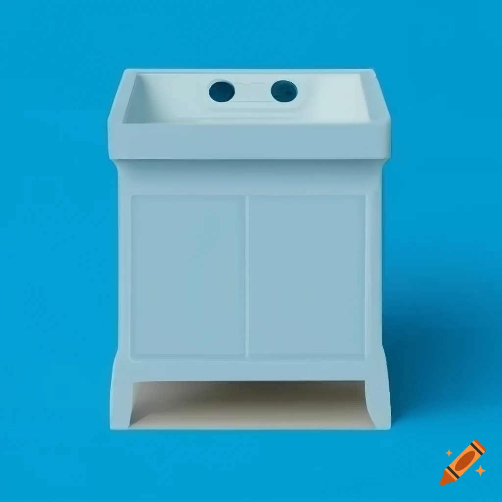 Tall laundry room square sink with pastel colors in 3D clay icon