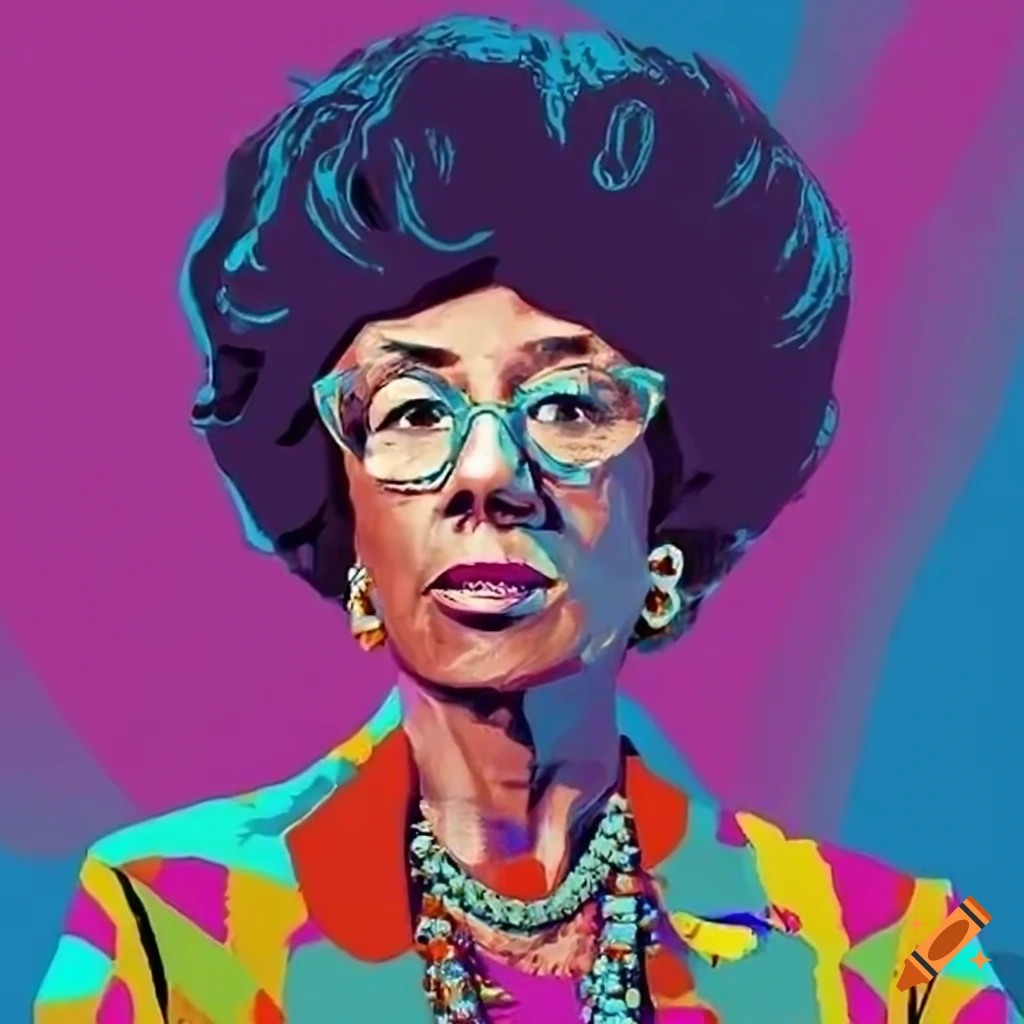 Portrait of American Congresswoman Shirley Chisholm in Andy Warhol pop art style