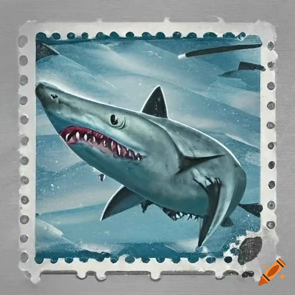 Sharks on postage stamp