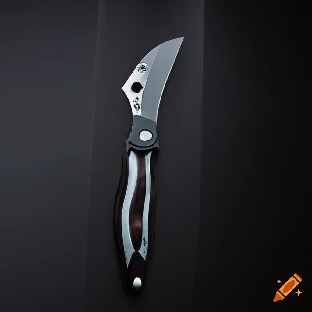 Spyderco jackknife scalpel on dark glass steel table with futuristic Japan style